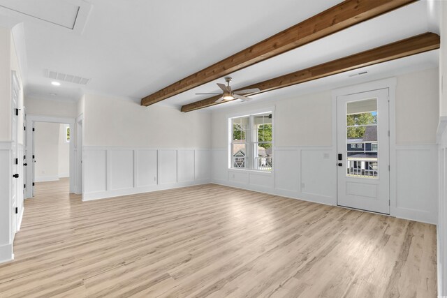 7053 Byrnes Ln, Myrtle Beach, SC 29588 - interior space featuring light wood-type flooring, visible vents, a ceiling fan, and a healthy amount of sunlight