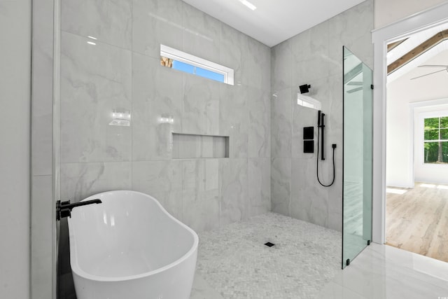 7053 Byrnes Ln, Myrtle Beach, SC 29588 - bathroom with a shower and a soaking tub