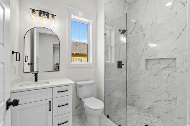 7053 Byrnes Ln, Myrtle Beach, SC 29588 - full bath featuring a marble finish shower, toilet, marble finish floor, and vanity