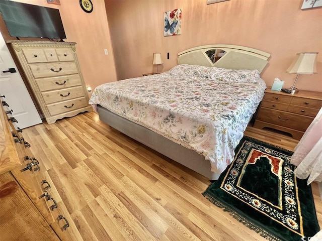 bedroom with light hardwood / wood-style floors