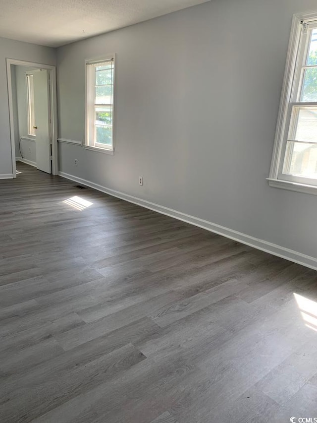 unfurnished room featuring dark wood-type flooring