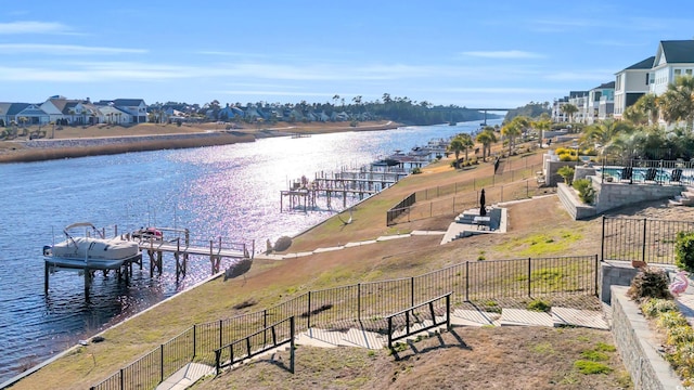 view of water feature featuring a dock