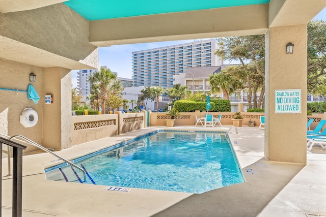 view of pool with a patio area