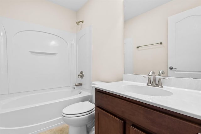 full bathroom with tile patterned floors, vanity, toilet, and bathing tub / shower combination