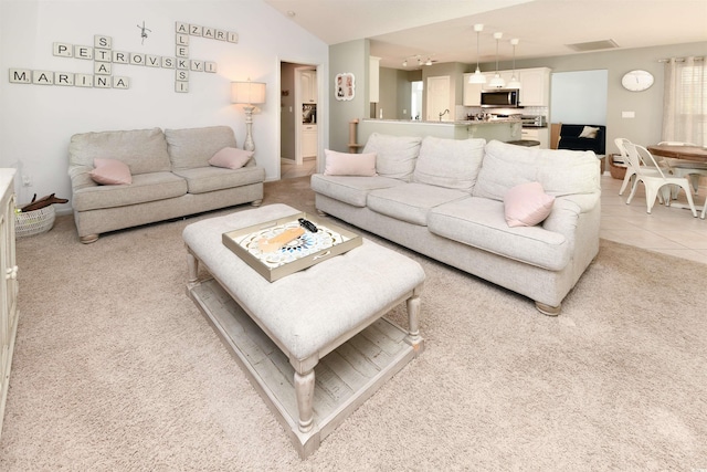 view of tiled living room