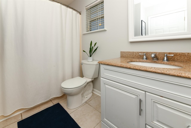 bathroom featuring tile patterned flooring, vanity, and toilet