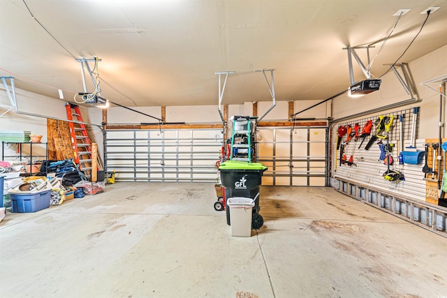 garage with a garage door opener