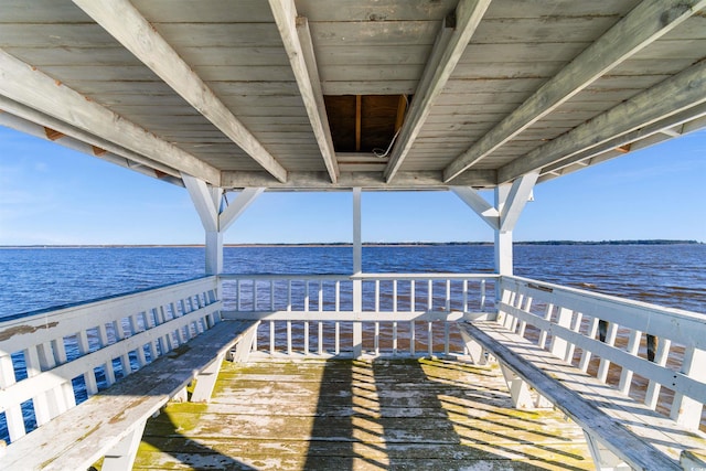 view of dock featuring a water view