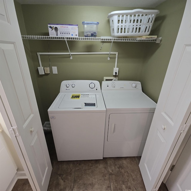 laundry area featuring washing machine and clothes dryer