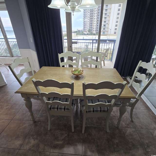 view of tiled dining space