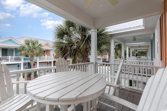 wooden deck with ceiling fan