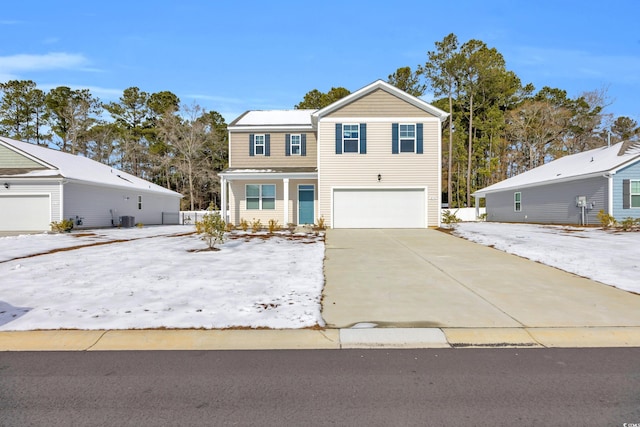 274 Columbus St, Conway, SC 29526 - view of front property featuring a garage and central AC unit