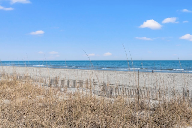 view of water feature featuring a view of the beach