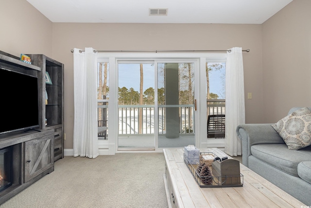 carpeted living room with a wealth of natural light