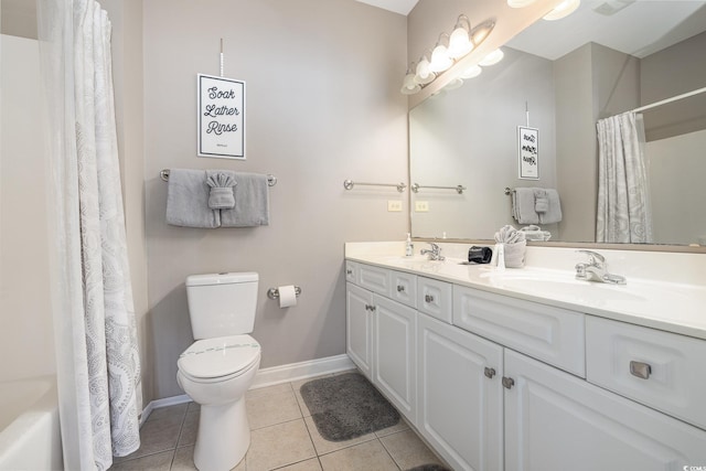 bathroom featuring tile patterned floors, toilet, and vanity