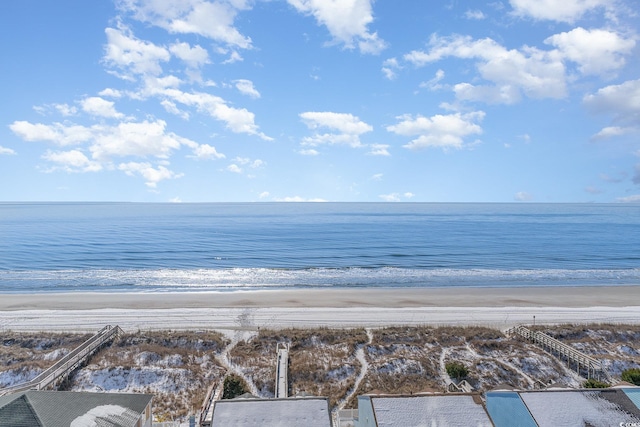 property view of water with a beach view