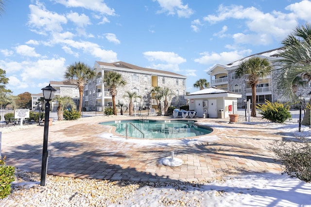 view of swimming pool featuring a patio