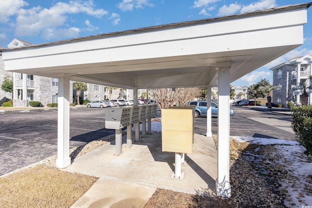 view of patio with mail boxes