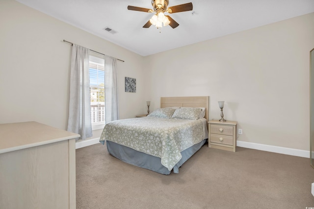 bedroom with carpet and ceiling fan