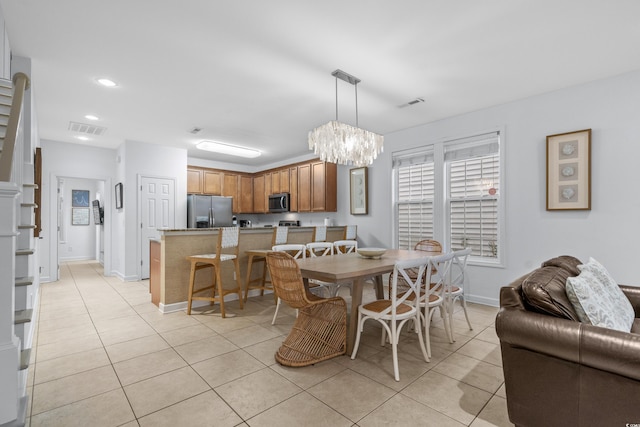 view of tiled dining space