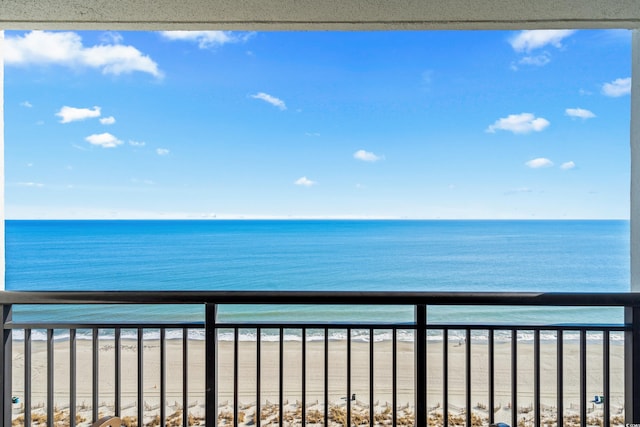 view of water feature featuring a beach view