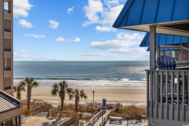 water view with a view of the beach