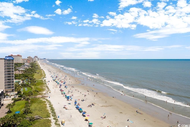 view of water feature featuring a beach view