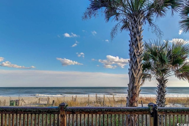 property view of water with a beach view