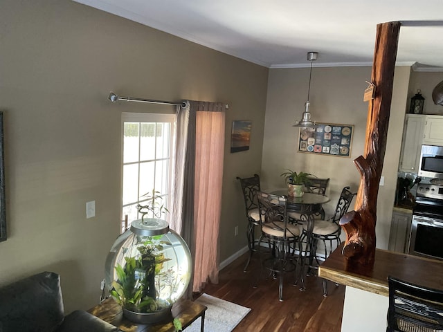 804 Brenda Pl, Myrtle Beach, SC 29577 - dining area featuring dark wood-style floors and crown molding