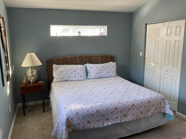 bedroom featuring carpet floors and a closet