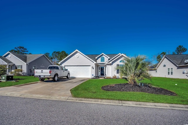 view of front facade featuring a garage and a front yard