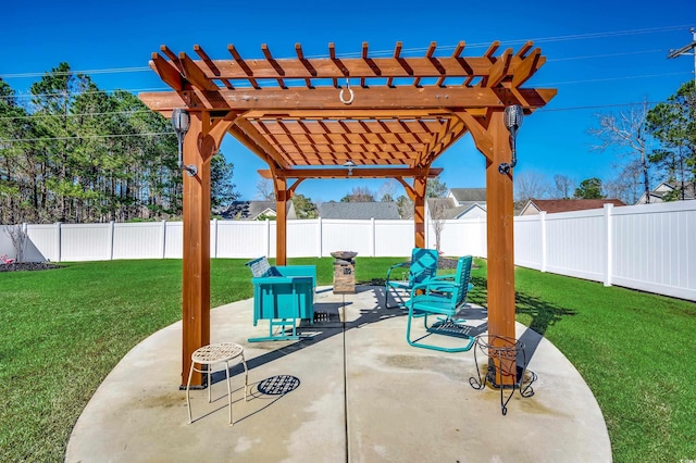 view of patio featuring a pergola