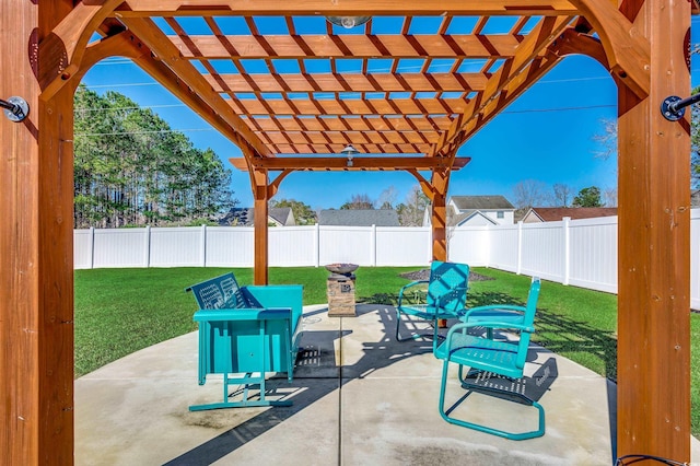 view of patio featuring a pergola