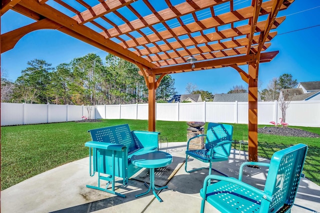 view of patio / terrace featuring a pergola