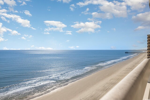 view of water feature with a view of the beach