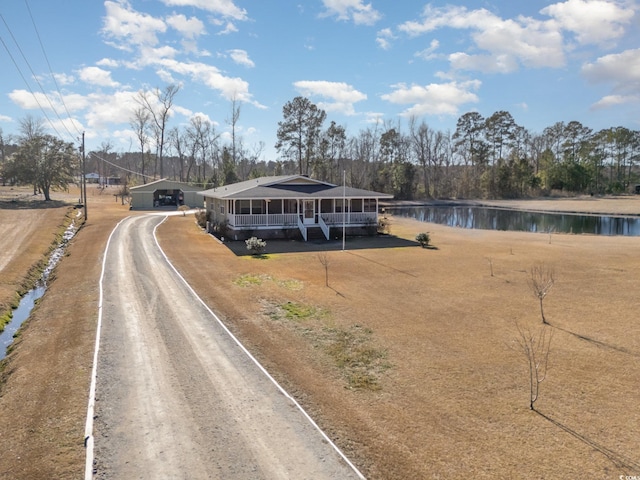 view of road featuring a water view