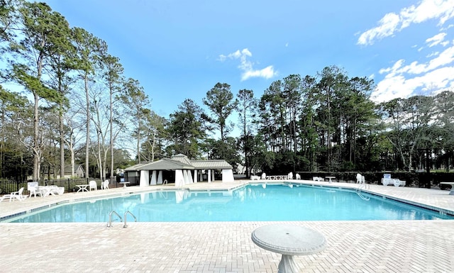 view of swimming pool with a patio