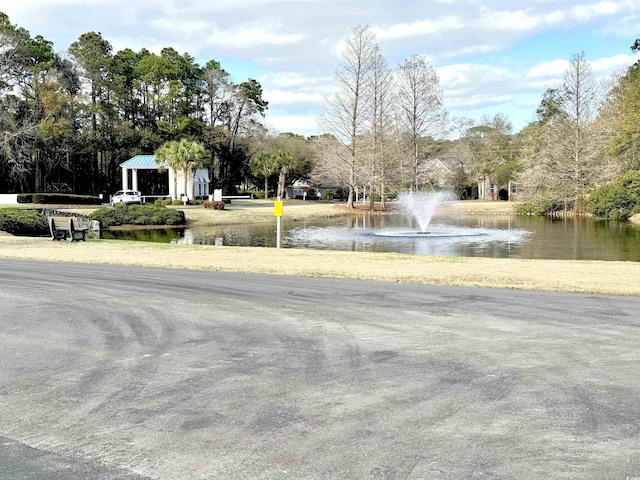 view of street featuring a water view