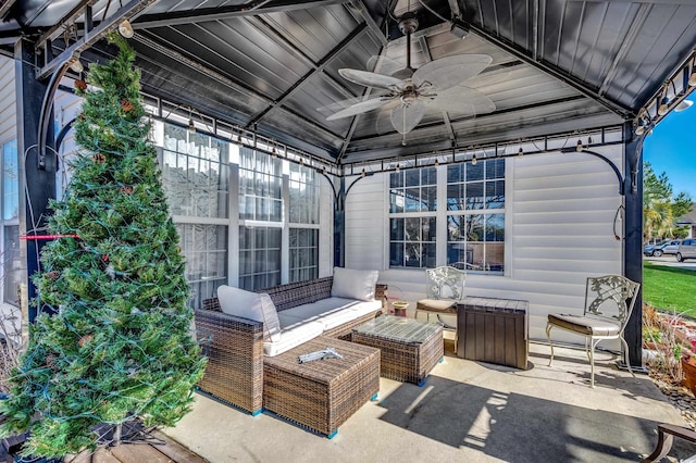 1579 Southwood Dr, Surfside Beach, SC 29575 - view of patio / terrace featuring ceiling fan and a gazebo