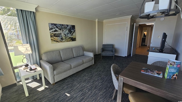 1105 S Ocean Blvd Unit 236, Myrtle Beach, SC 29577 - carpeted living area with ornamental molding
