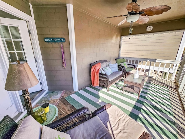 299 Lake Arrowhead Rd, Myrtle Beach, SC 29572 - wooden terrace with a ceiling fan and an outdoor hangout area