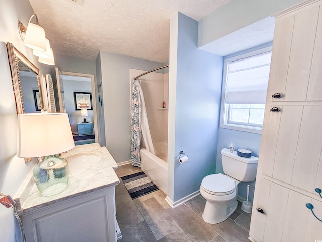 299 Lake Arrowhead Rd, Myrtle Beach, SC 29572 - full bathroom with vanity, shower / tub combo with curtain, and a textured ceiling
