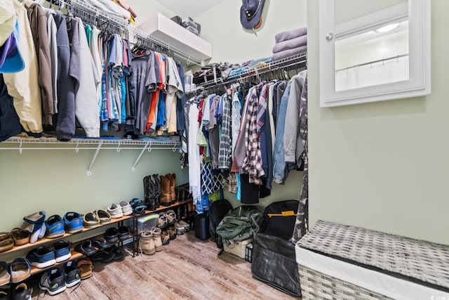 walk in closet featuring hardwood / wood-style floors