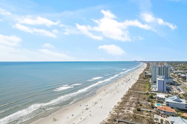 property view of water with a beach view