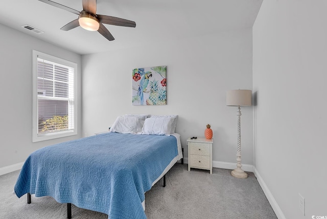 980 Desert Wheatgrass Dr, Myrtle Beach, SC 29579 - bedroom with visible vents, baseboards, ceiling fan, and carpet floors