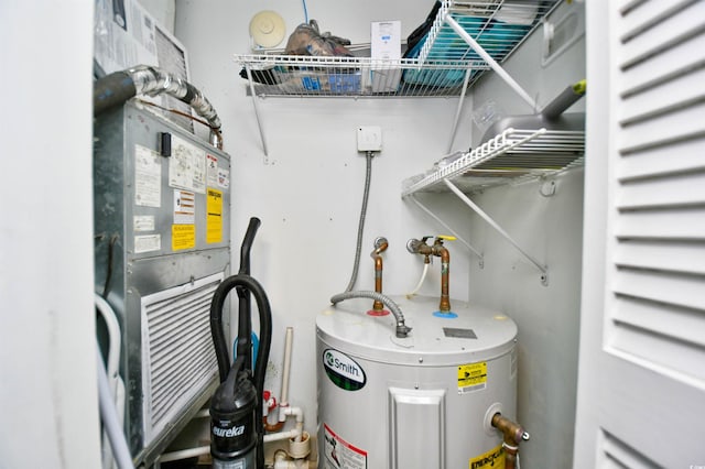 utility room with electric water heater