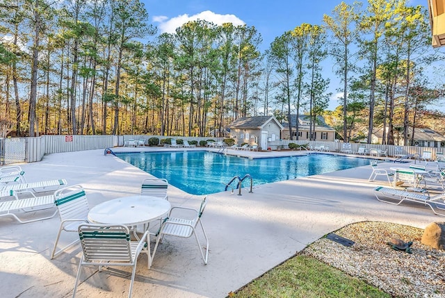 view of pool featuring a patio