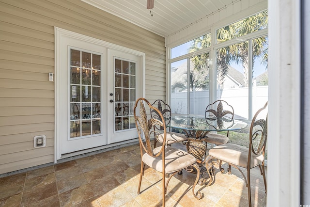 sunroom / solarium with french doors