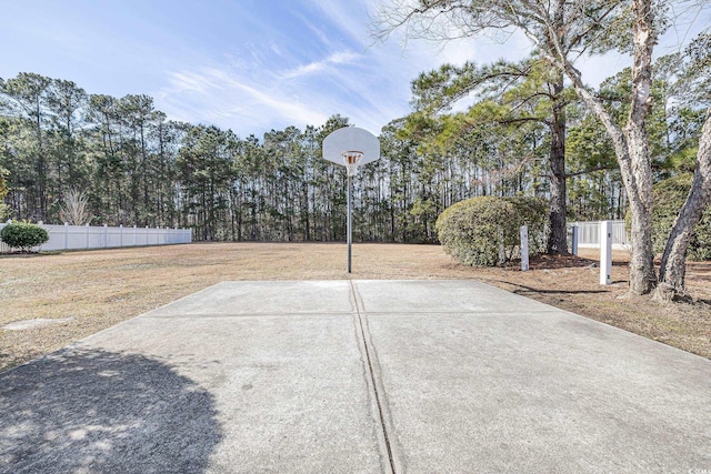 view of patio / terrace featuring basketball hoop