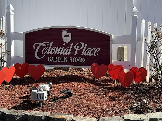 view of community sign